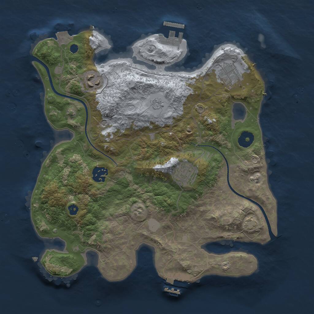Rust Map: Procedural Map, Size: 3000, Seed: 8623, 10 Monuments