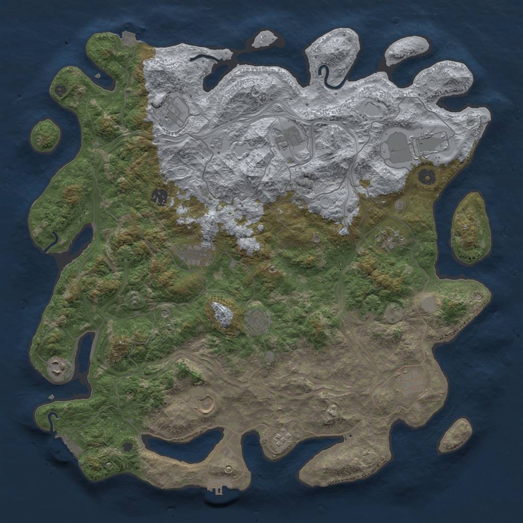 Rust Map: Procedural Map, Size: 4570, Seed: 1657751583, 19 Monuments