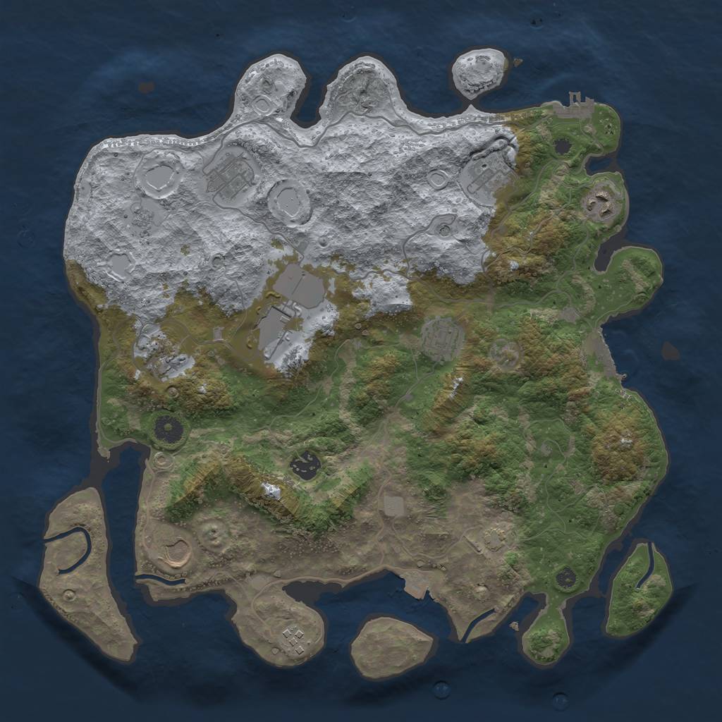 Rust Map: Procedural Map, Size: 3850, Seed: 579057294, 17 Monuments