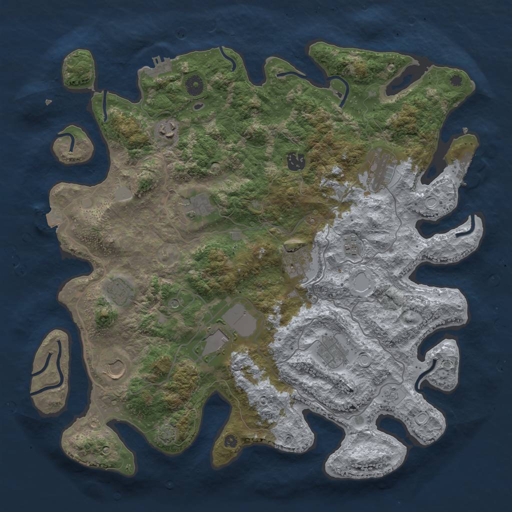 Rust Map: Procedural Map, Size: 4000, Seed: 50800845, 18 Monuments
