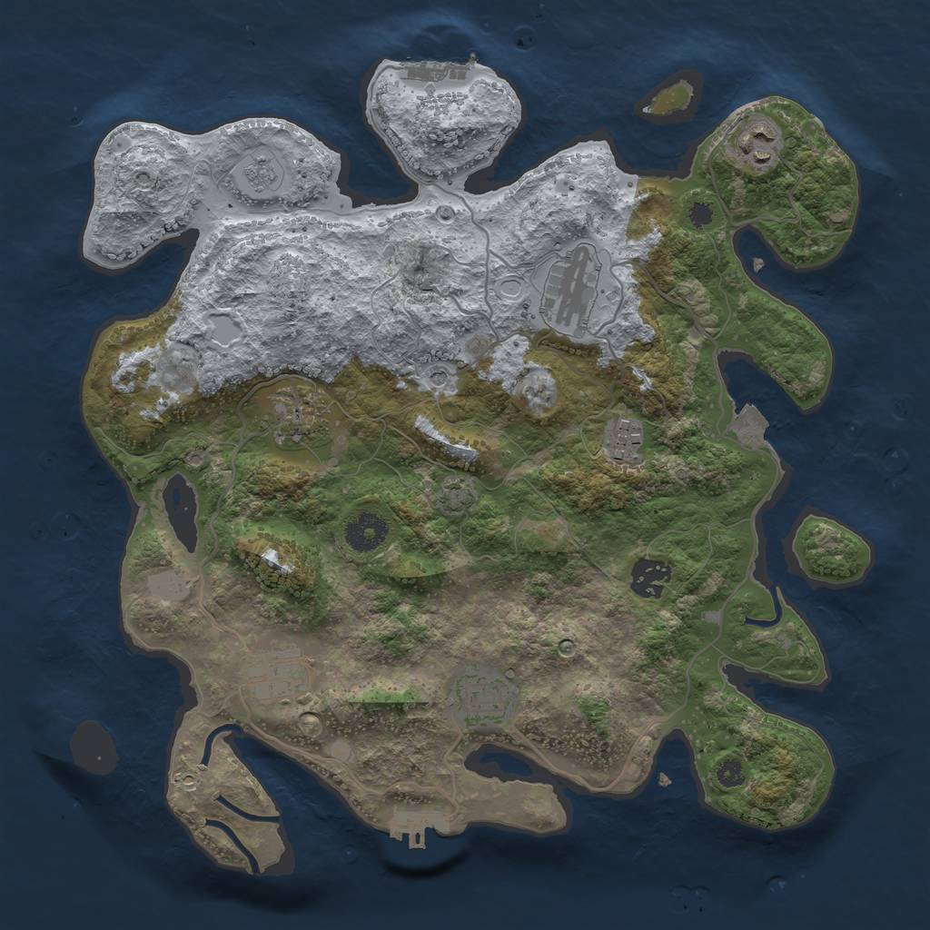 Rust Map: Procedural Map, Size: 3450, Seed: 35910047, 15 Monuments