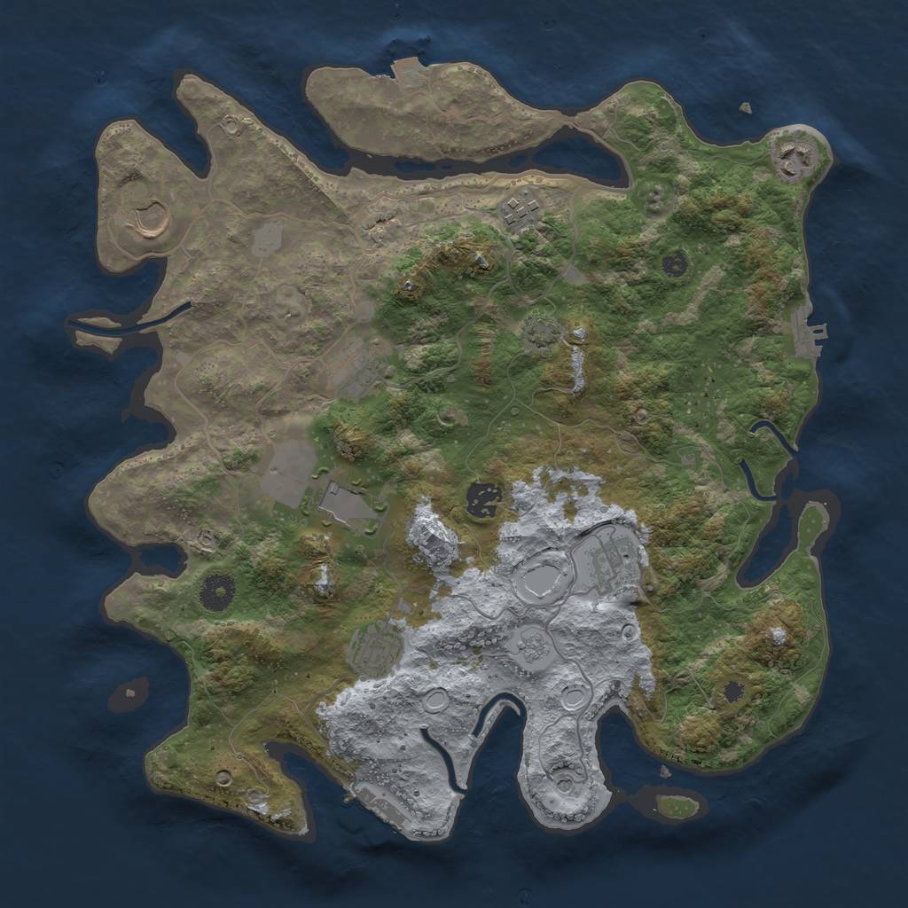 Rust Map: Procedural Map, Size: 3750, Seed: 79958078, 16 Monuments