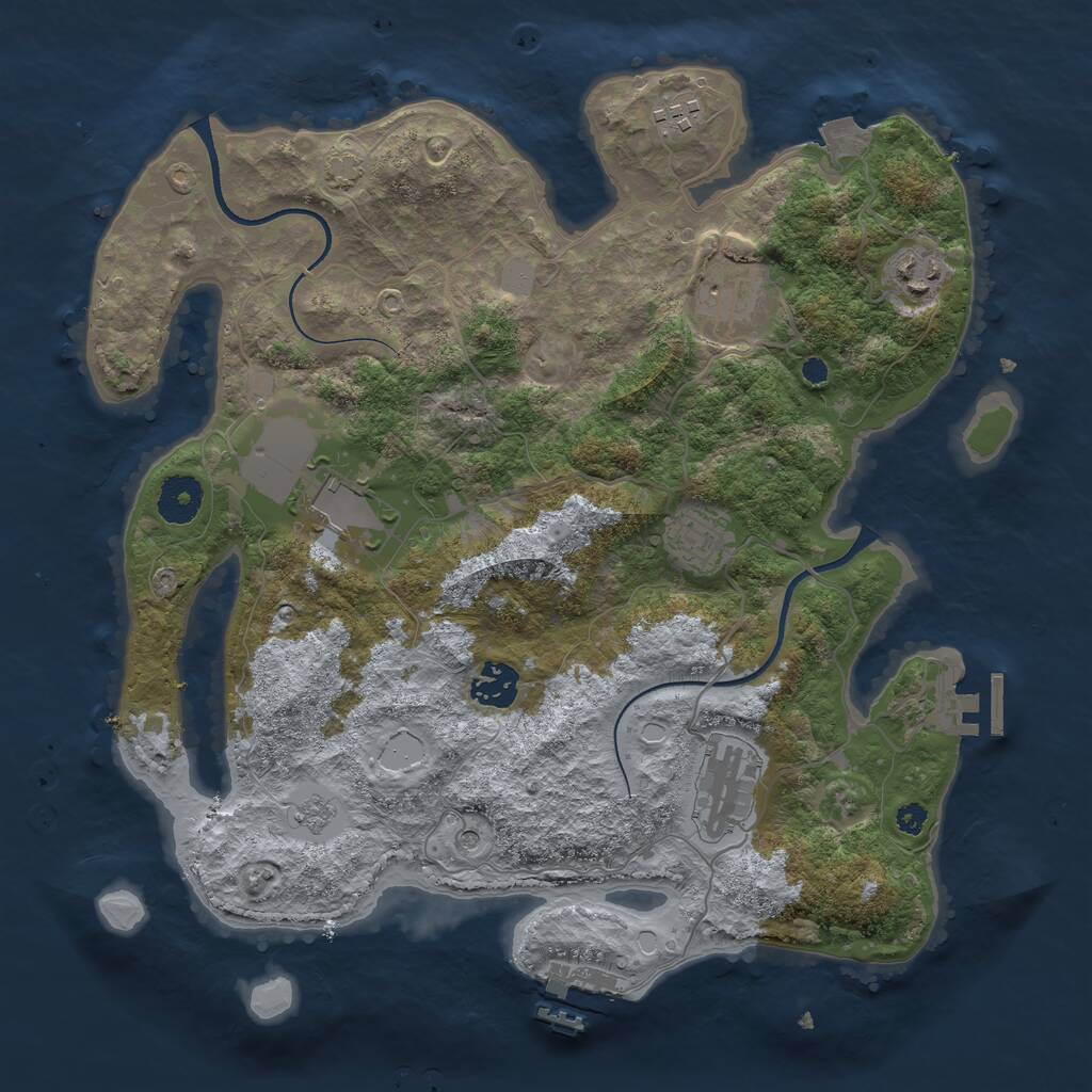 Rust Map: Procedural Map, Size: 3500, Seed: 151515, 13 Monuments