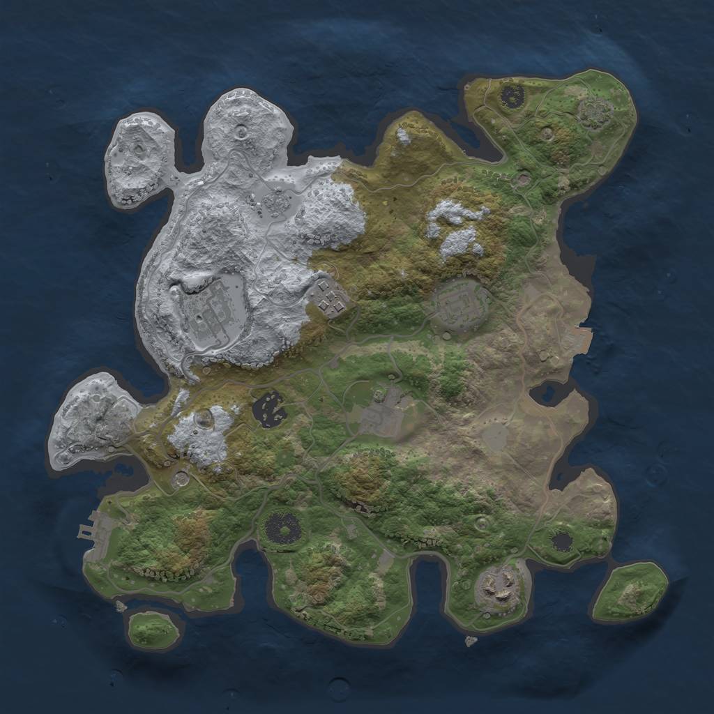 Rust Map: Procedural Map, Size: 3100, Seed: 1224, 13 Monuments