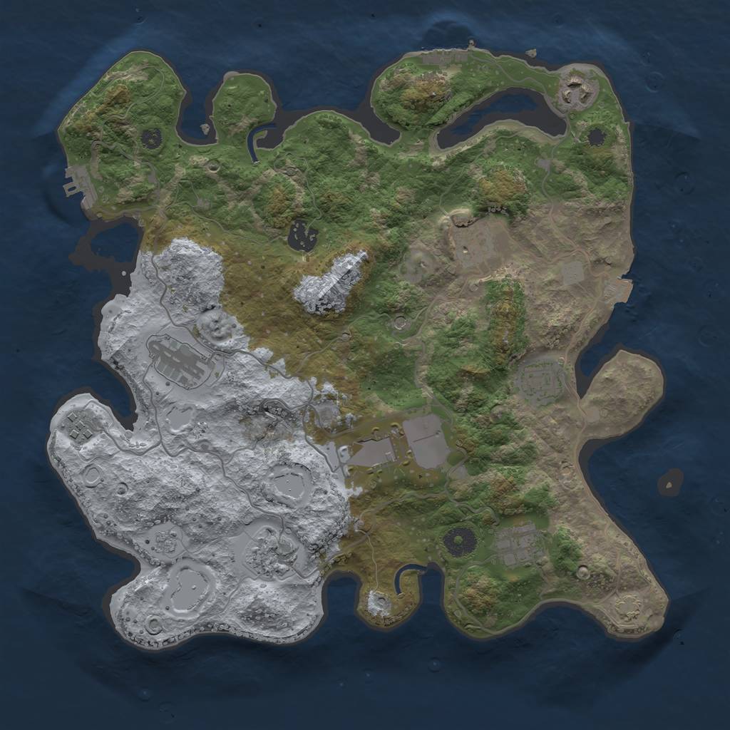 Rust Map: Procedural Map, Size: 3550, Seed: 20800529, 17 Monuments
