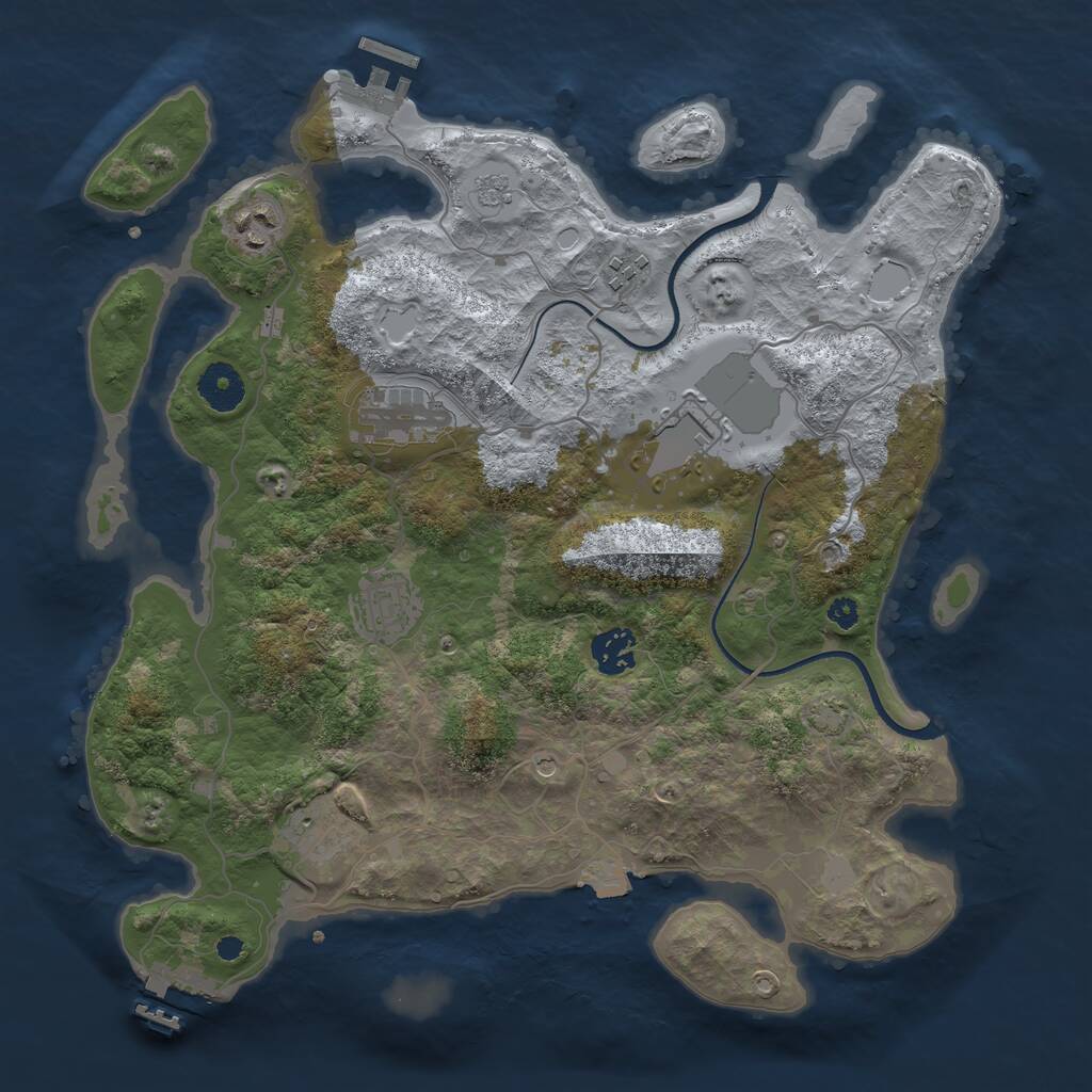 Rust Map: Procedural Map, Size: 3550, Seed: 86213469, 13 Monuments