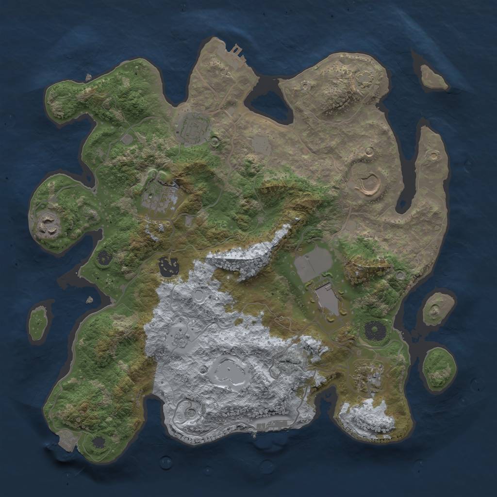 Rust Map: Procedural Map, Size: 3500, Seed: 25086, 15 Monuments