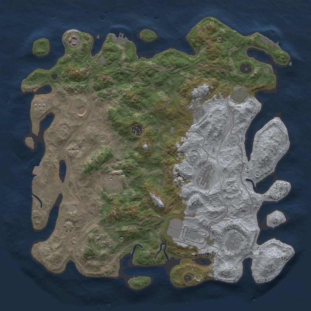 Rust Map: Procedural Map, Size: 4250, Seed: 676631901, 19 Monuments