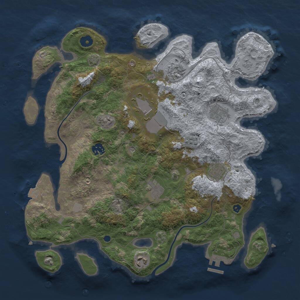 Rust Map: Procedural Map, Size: 3700, Seed: 1080776683, 13 Monuments