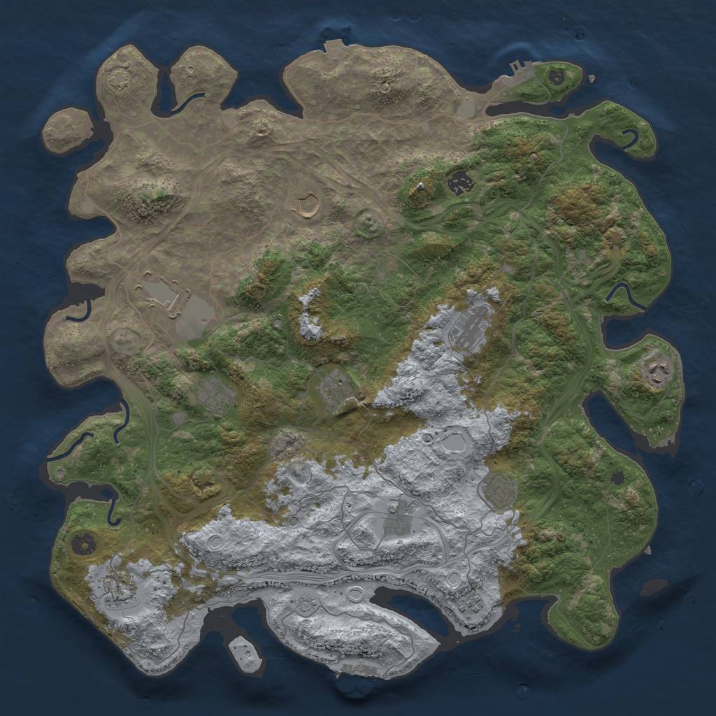 Rust Map: Procedural Map, Size: 4500, Seed: 828828, 19 Monuments