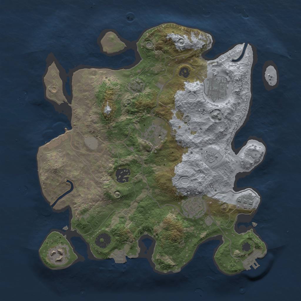 Rust Map: Procedural Map, Size: 3000, Seed: 377124, 13 Monuments