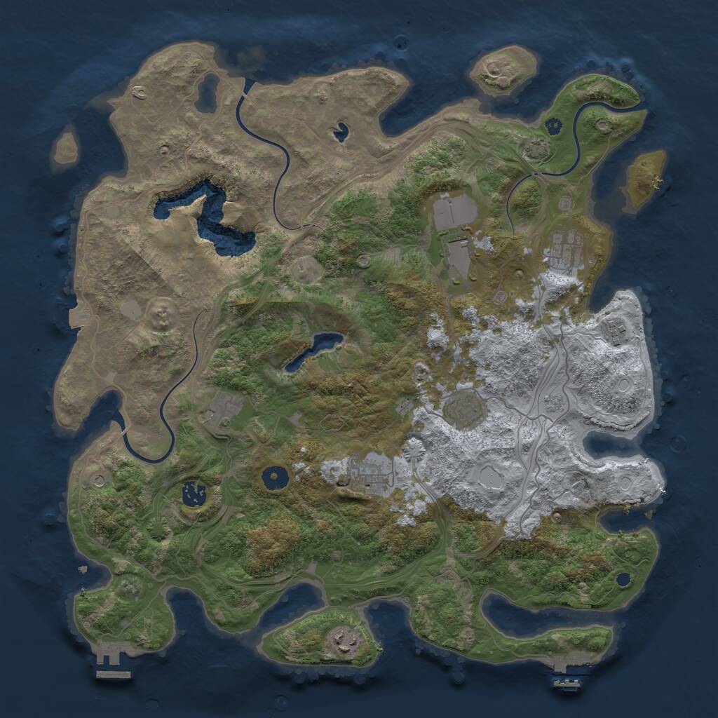 Rust Map: Procedural Map, Size: 4250, Seed: 128678940, 14 Monuments