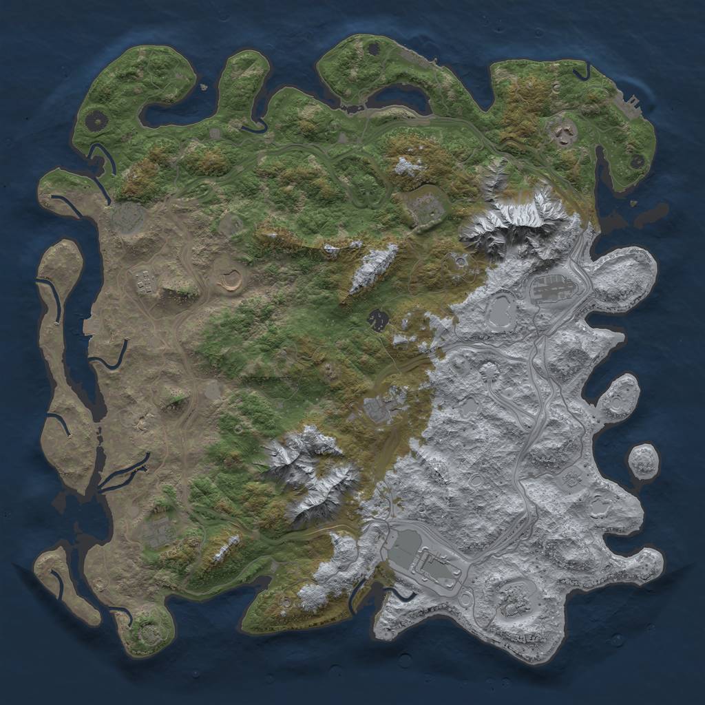 Rust Map: Procedural Map, Size: 5000, Seed: 84538912, 19 Monuments