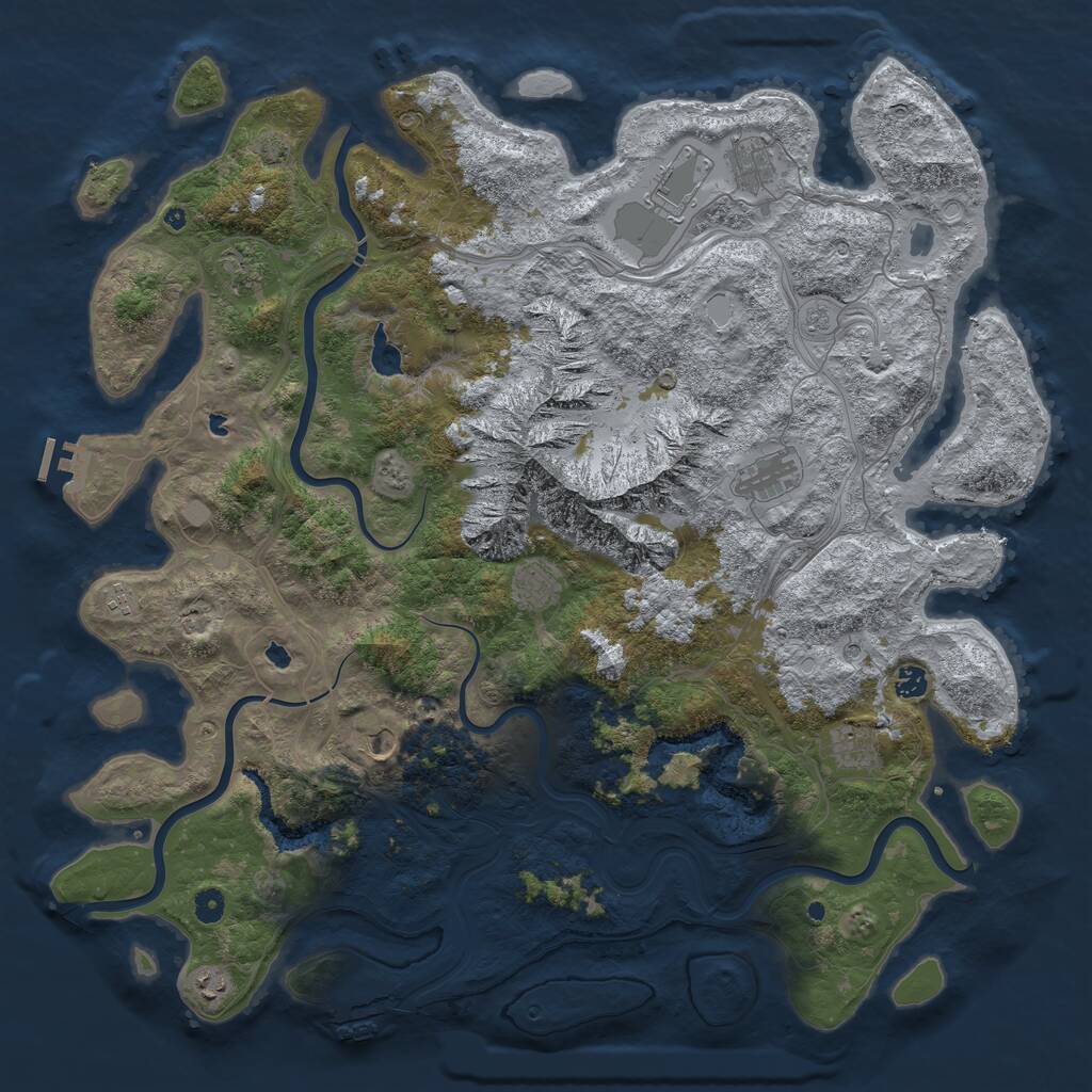 Rust Map: Procedural Map, Size: 5000, Seed: 142142, 16 Monuments