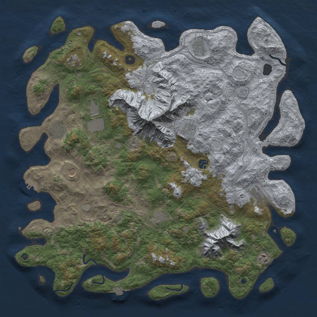 Rust Map: Procedural Map, Size: 5000, Seed: 142142, 18 Monuments