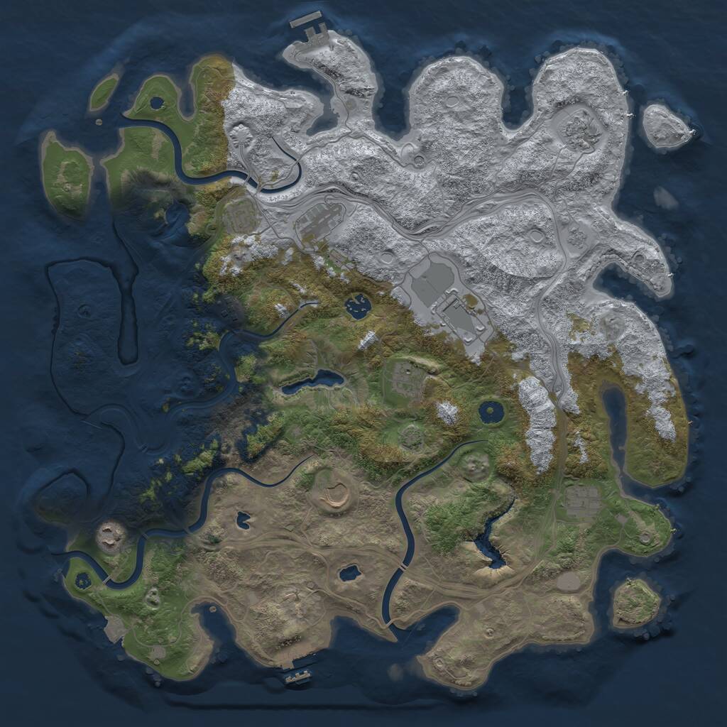 Rust Map: Procedural Map, Size: 4500, Seed: 543099935, 16 Monuments