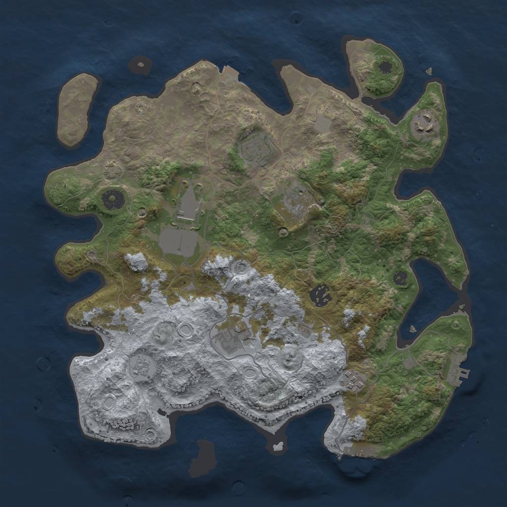 Rust Map: Procedural Map, Size: 3500, Seed: 44973218, 15 Monuments