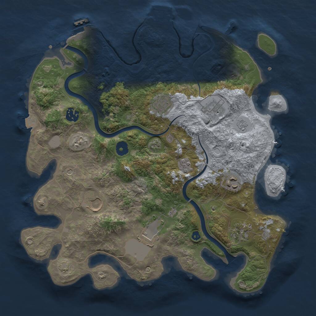 Rust Map: Procedural Map, Size: 3500, Seed: 123975454, 14 Monuments