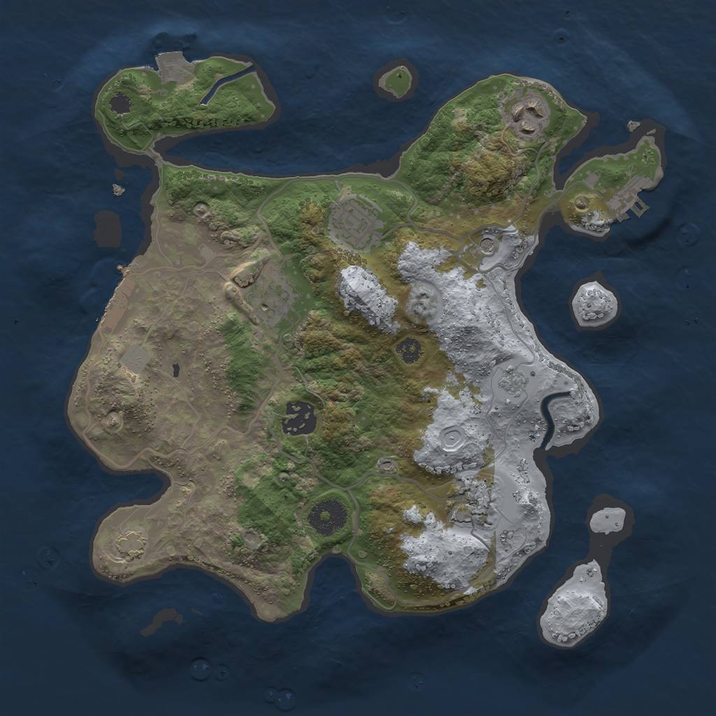 Rust Map: Procedural Map, Size: 3000, Seed: 1974911414, 13 Monuments