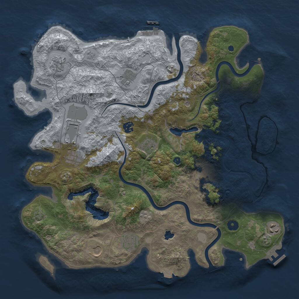 Rust Map: Procedural Map, Size: 4100, Seed: 7777, 17 Monuments