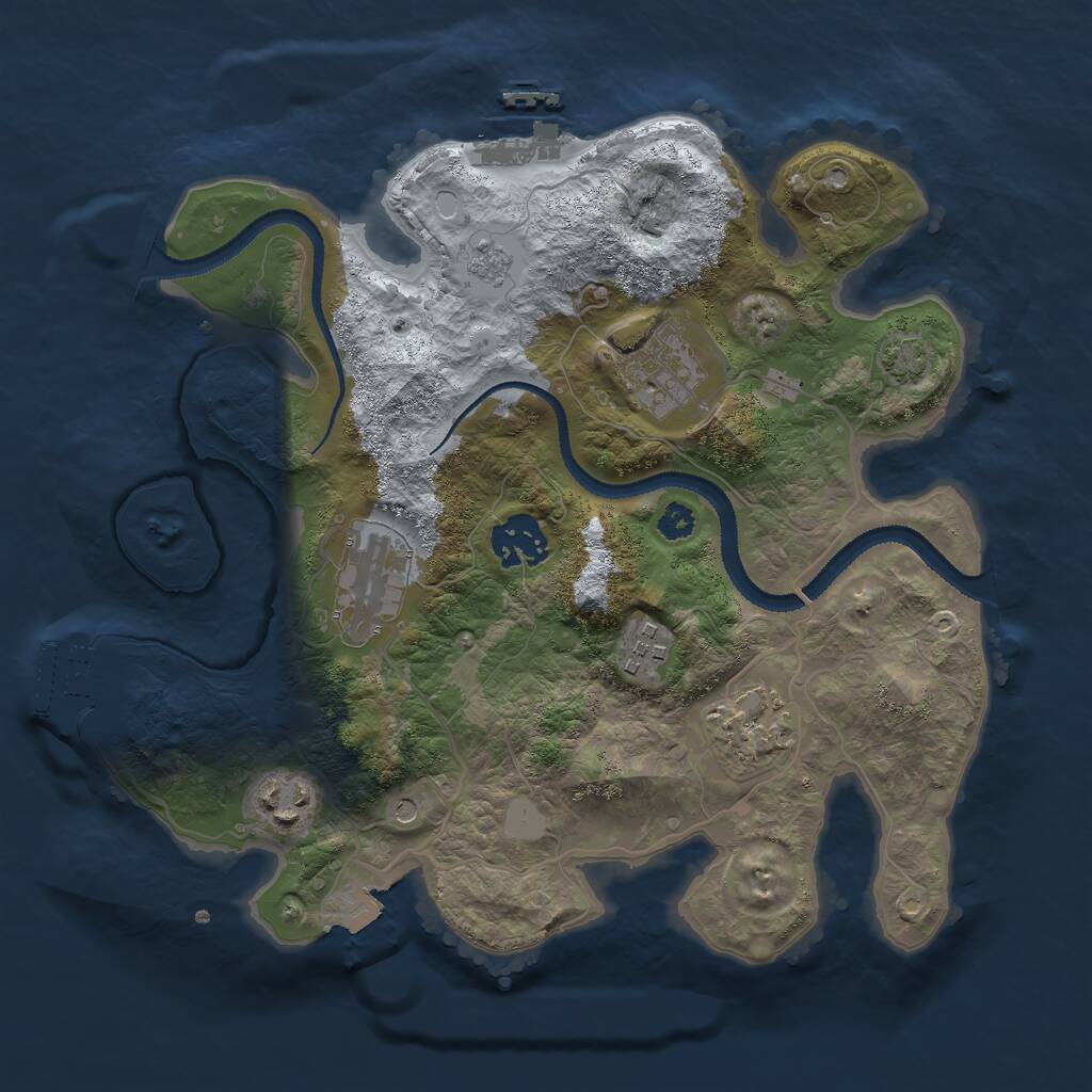 Rust Map: Procedural Map, Size: 3000, Seed: 1791133346, 12 Monuments