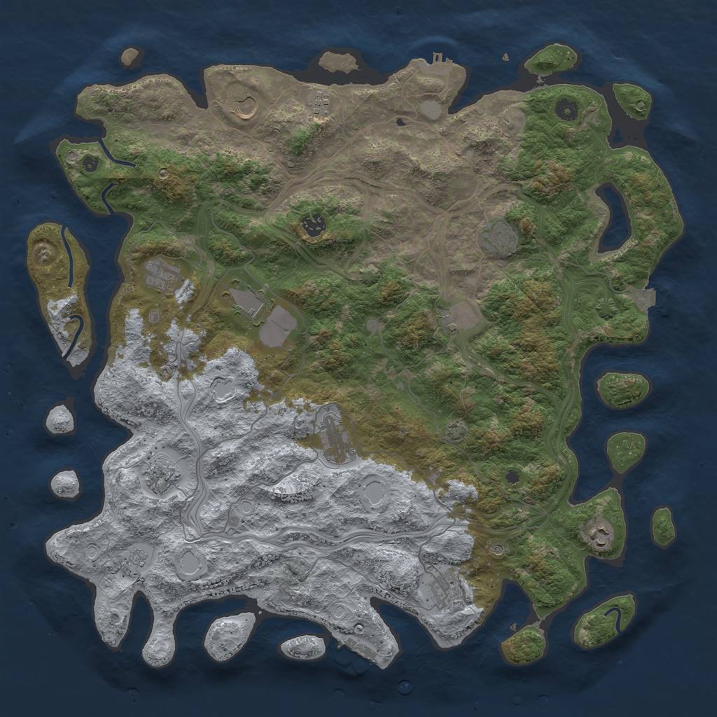 Rust Map: Procedural Map, Size: 4694, Seed: 1445767139, 19 Monuments