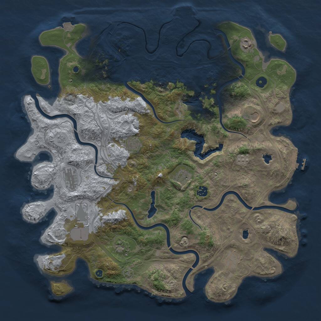 Rust Map: Procedural Map, Size: 4500, Seed: 149984390, 16 Monuments