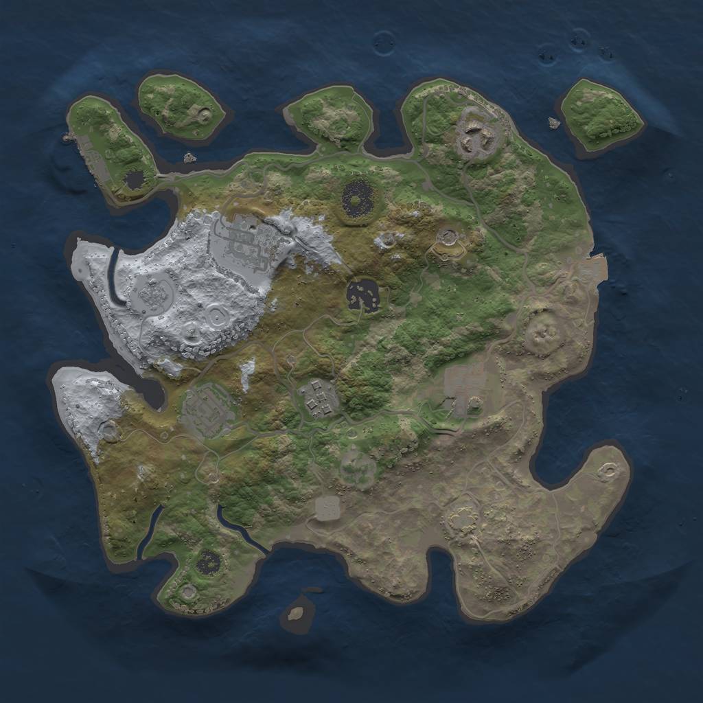 Rust Map: Procedural Map, Size: 3000, Seed: 1243287352, 13 Monuments