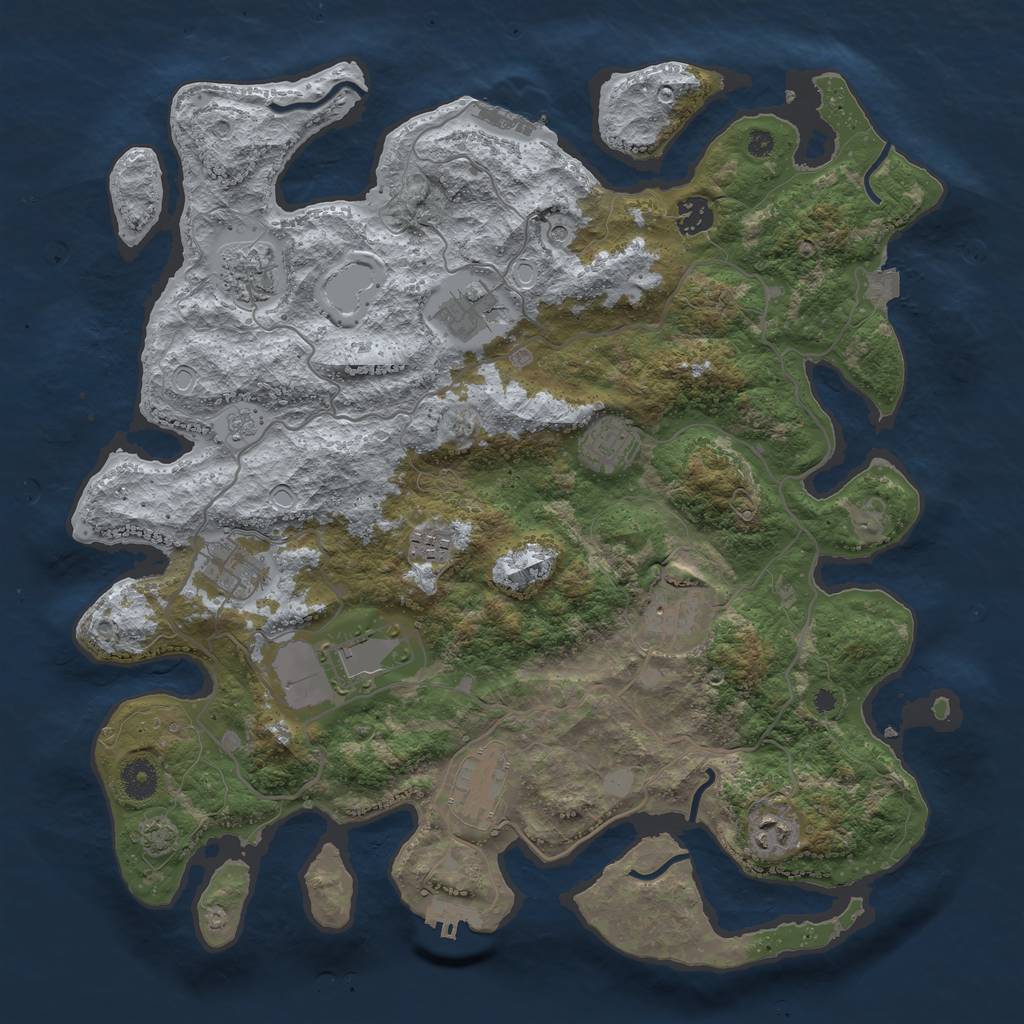 Rust Map: Procedural Map, Size: 4000, Seed: 1080203509, 18 Monuments
