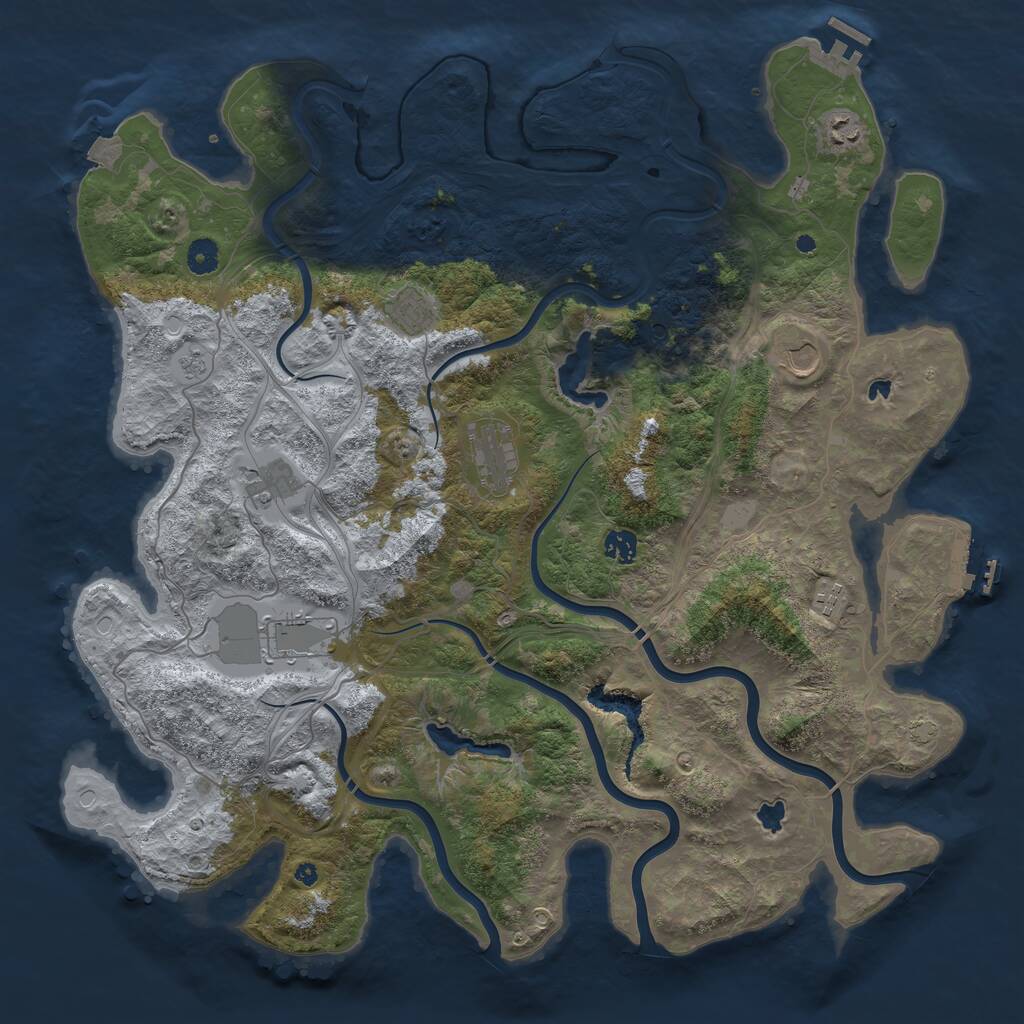 Rust Map: Procedural Map, Size: 4500, Seed: 1747327934, 14 Monuments