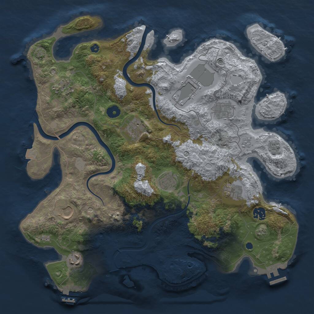 Rust Map: Procedural Map, Size: 3650, Seed: 33547809, 16 Monuments