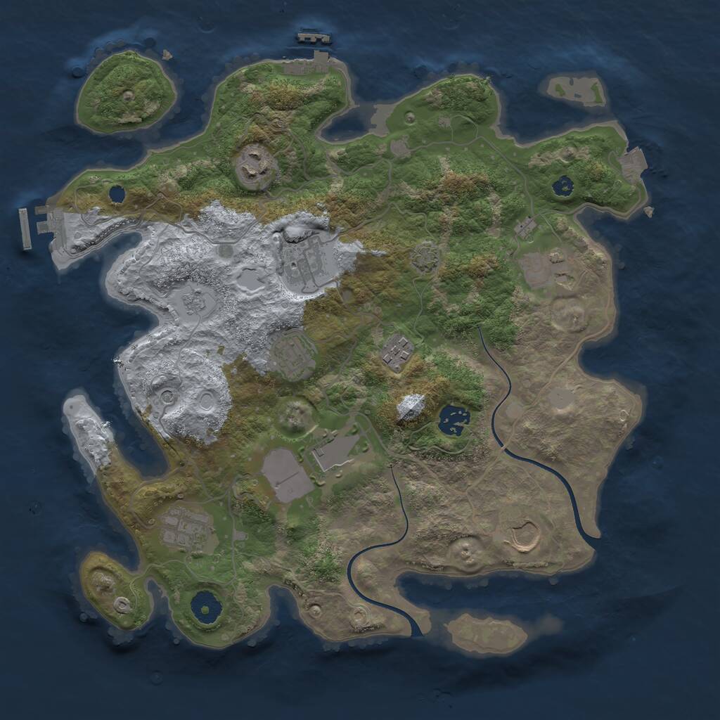 Rust Map: Procedural Map, Size: 3500, Seed: 143127011, 15 Monuments