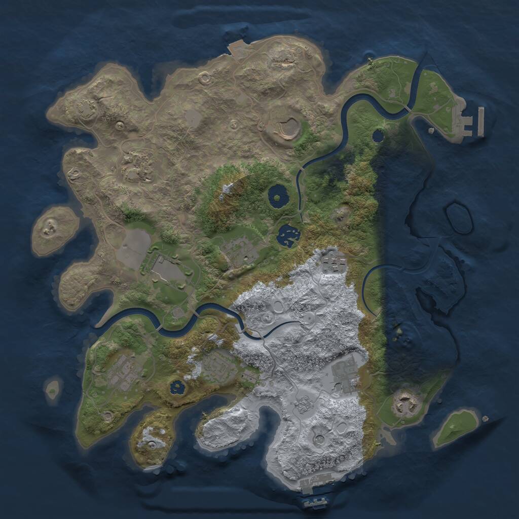 Rust Map: Procedural Map, Size: 3500, Seed: 1751708303, 16 Monuments