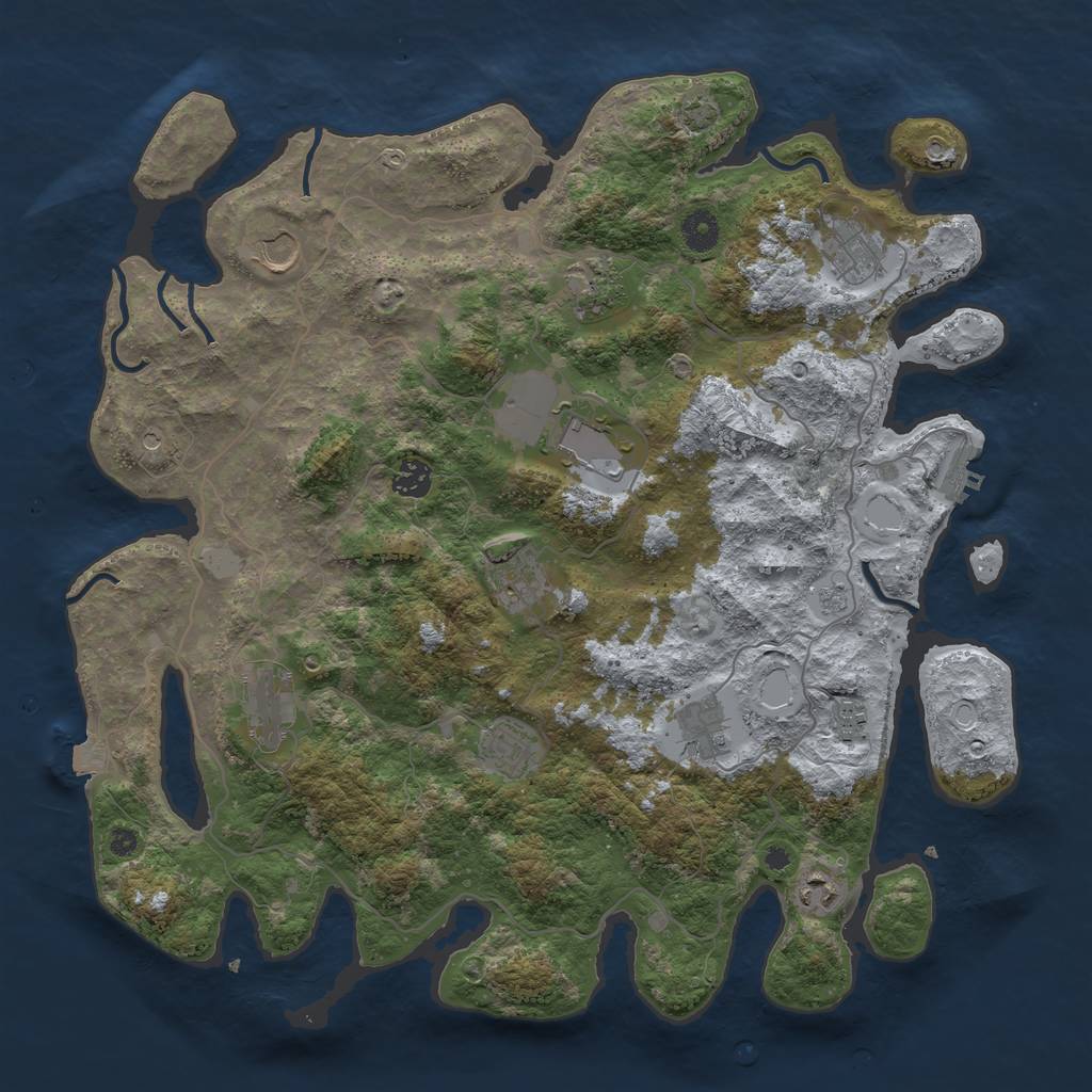 Rust Map: Procedural Map, Size: 4100, Seed: 5555, 18 Monuments