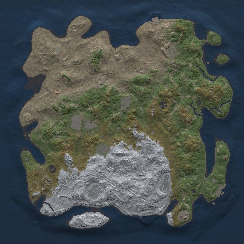 Rust Map: Procedural Map, Size: 4500, Seed: 1386809487, 19 Monuments