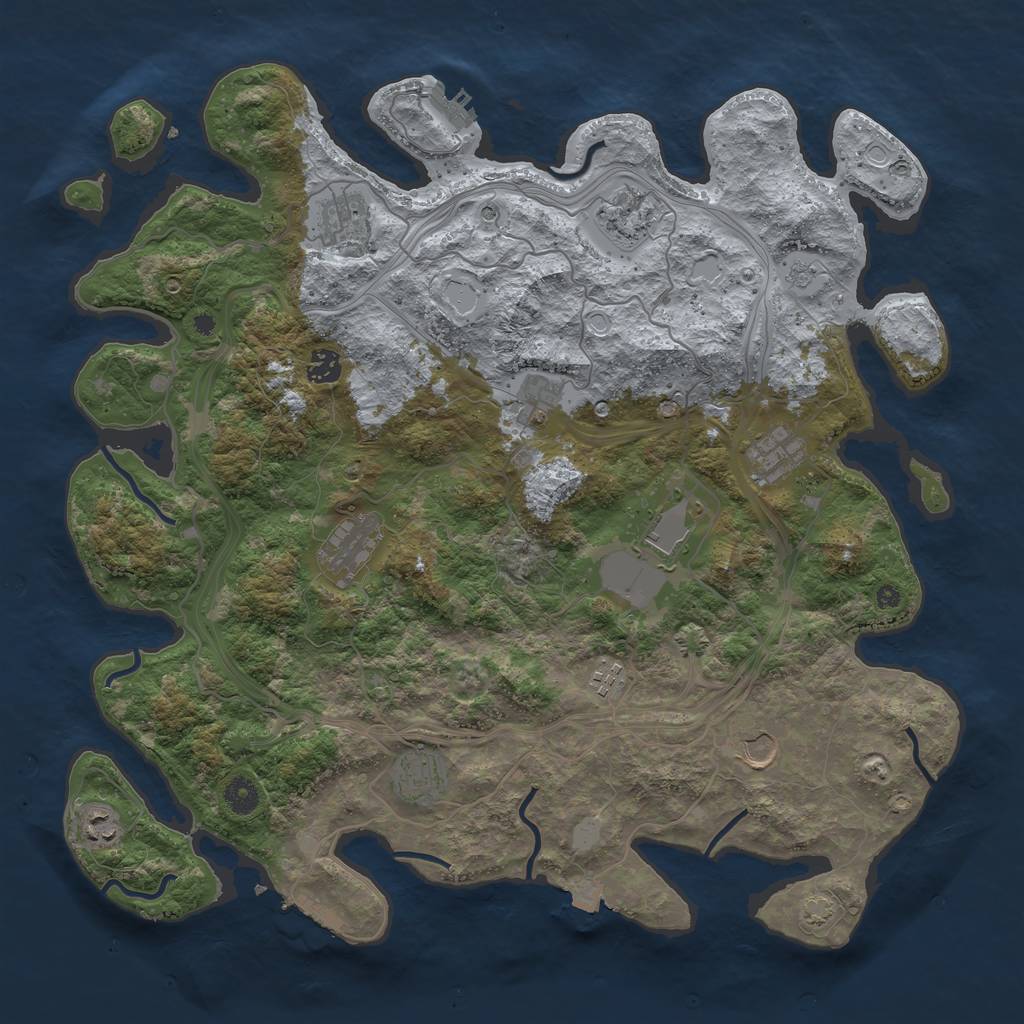 Rust Map: Procedural Map, Size: 4300, Seed: 91356843, 19 Monuments