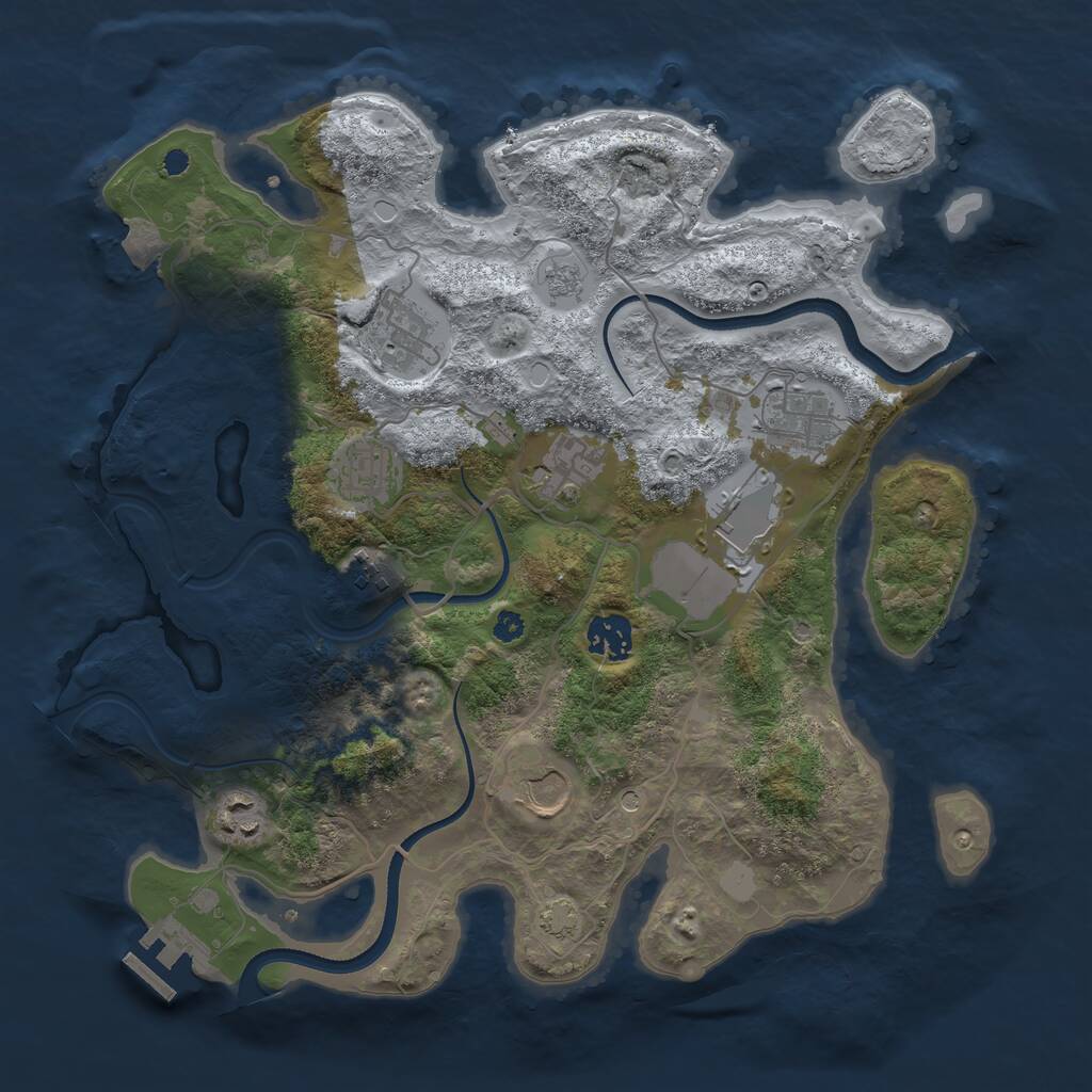 Rust Map: Procedural Map, Size: 3500, Seed: 764251809, 14 Monuments