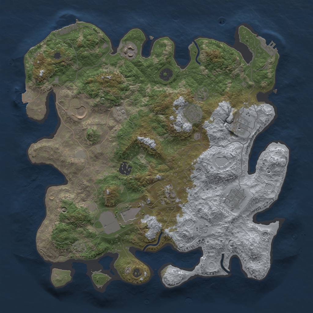 Rust Map: Procedural Map, Size: 3650, Seed: 98127771, 17 Monuments