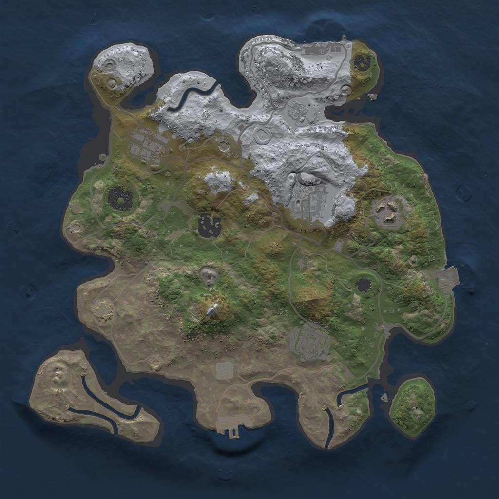Rust Map: Procedural Map, Size: 3000, Seed: 343074766, 13 Monuments