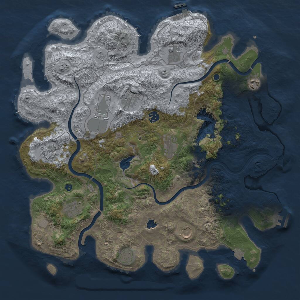 Rust Map: Procedural Map, Size: 4100, Seed: 41584620, 17 Monuments