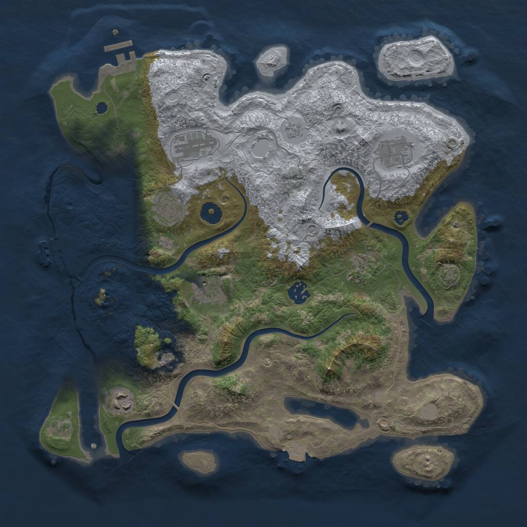 Rust Map: Procedural Map, Size: 3700, Seed: 1823959310, 14 Monuments