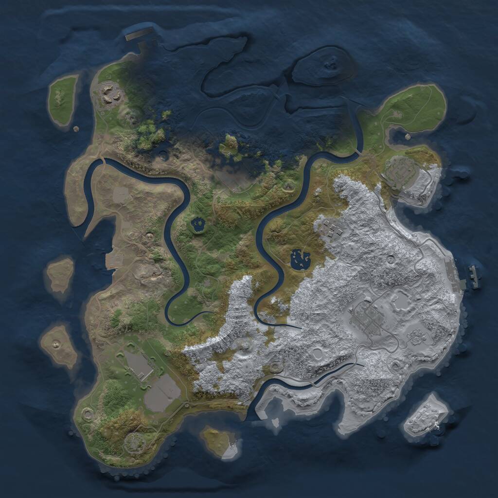 Rust Map: Procedural Map, Size: 3500, Seed: 502051165, 13 Monuments