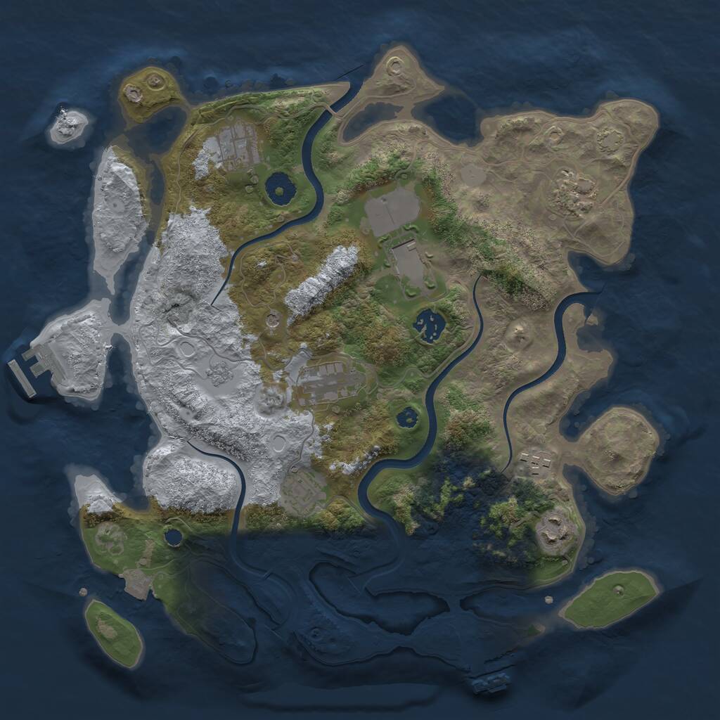 Rust Map: Procedural Map, Size: 3500, Seed: 241501173, 14 Monuments