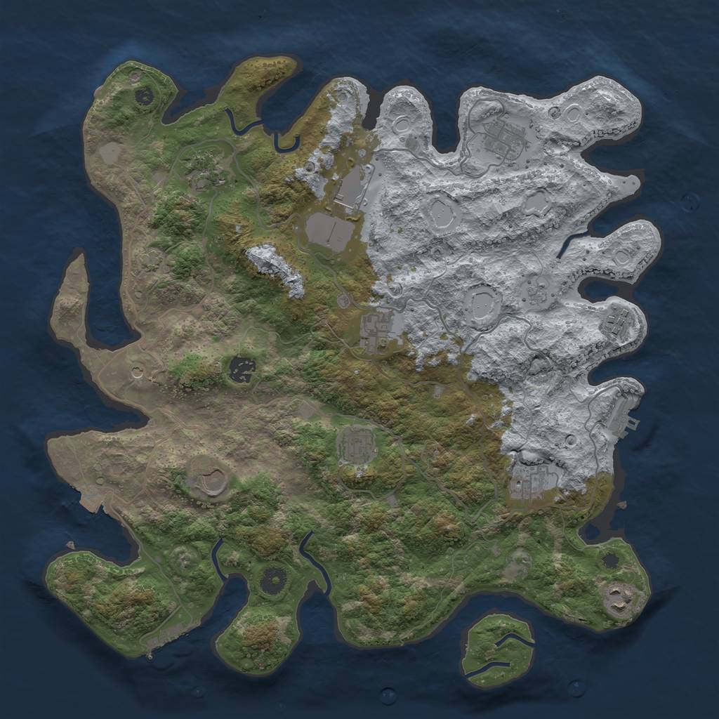Rust Map: Procedural Map, Size: 4000, Seed: 27983659, 18 Monuments