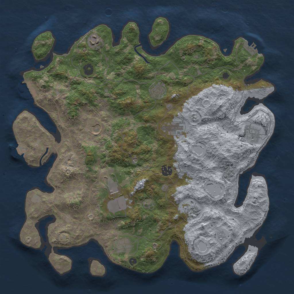 Rust Map: Procedural Map, Size: 4000, Seed: 2037648409, 18 Monuments