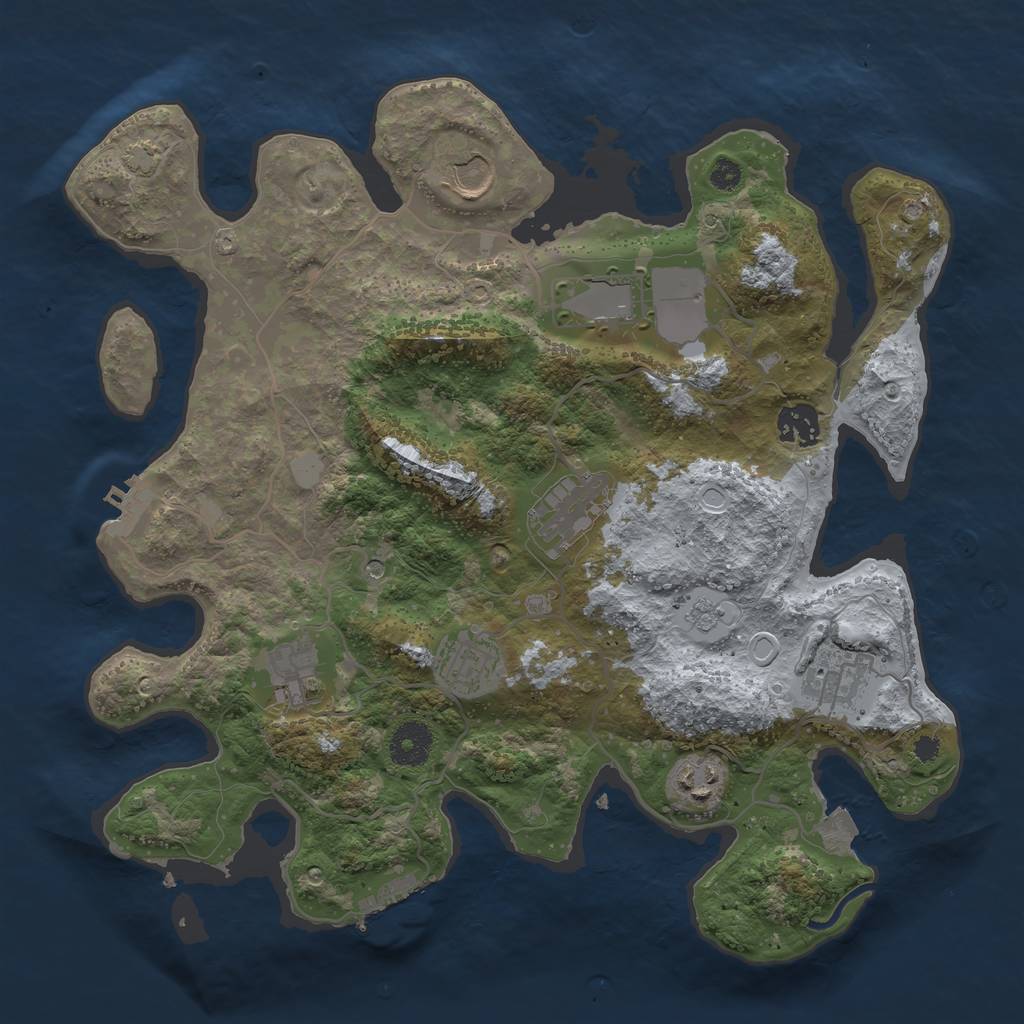 Rust Map: Procedural Map, Size: 3500, Seed: 1592625819, 16 Monuments