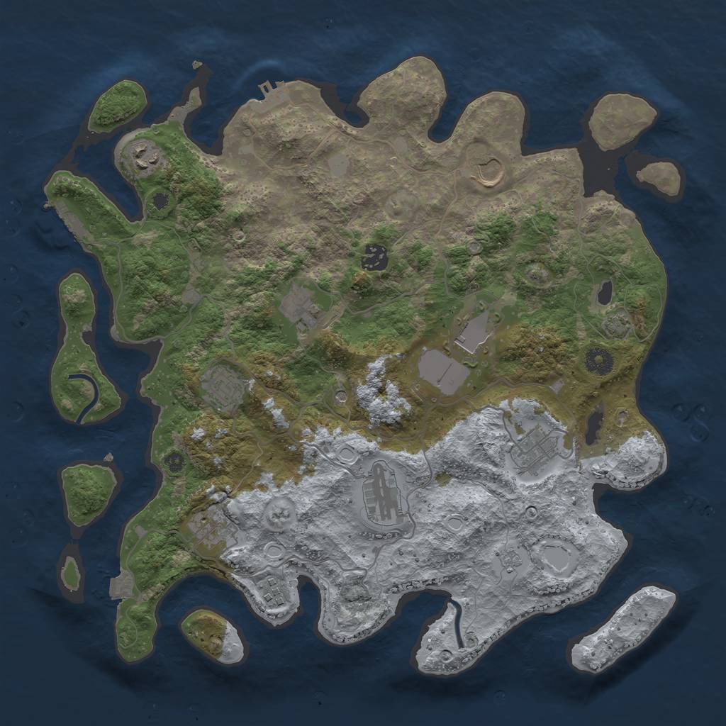 Rust Map: Procedural Map, Size: 3850, Seed: 99229495, 18 Monuments