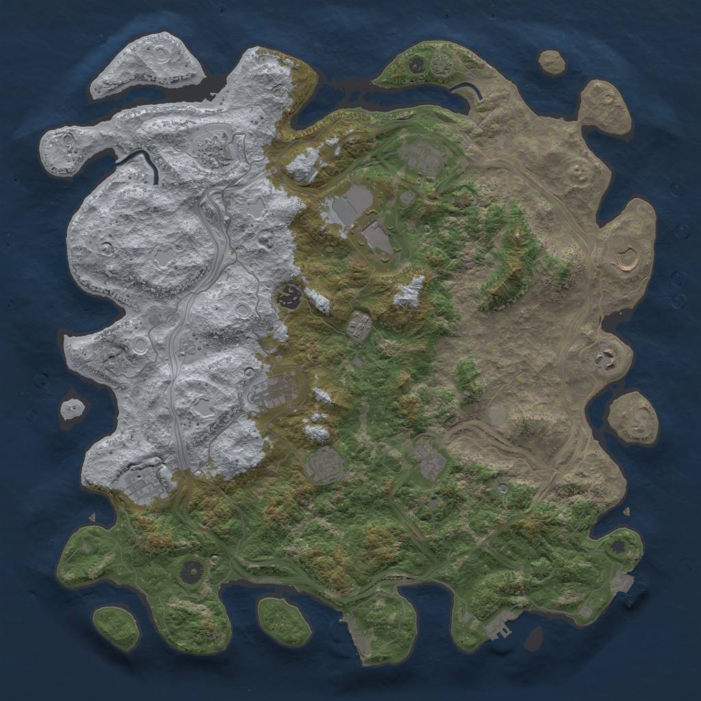 Rust Map: Procedural Map, Size: 4500, Seed: 2046740427, 19 Monuments