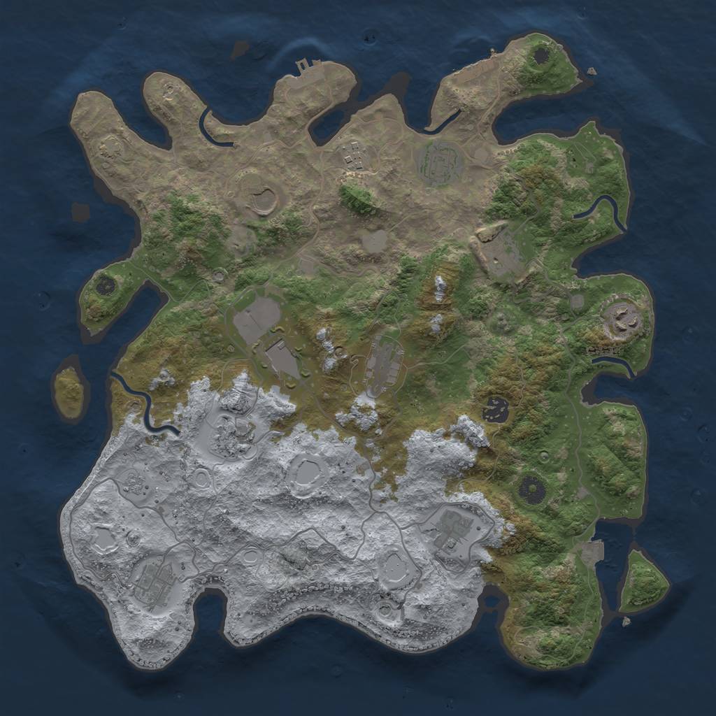Rust Map: Procedural Map, Size: 3950, Seed: 26809430, 19 Monuments
