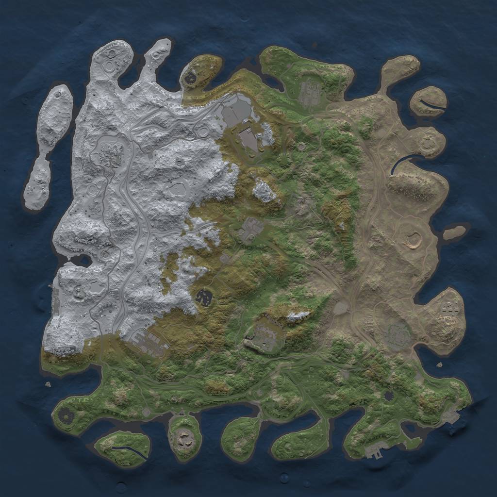Rust Map: Procedural Map, Size: 4500, Seed: 52071847, 19 Monuments